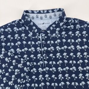Horn Legend Polo Size XL Blue Palm Trees Bamboo Charcoal Golf Performance Shirt